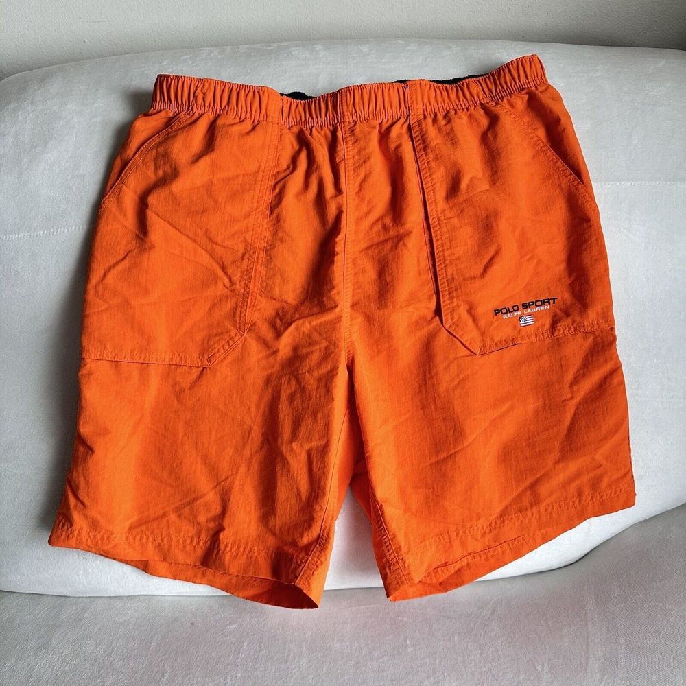 Ralph Lauren Polo Sport Vintage Nylon Shorts Mens Size XL Orange B44